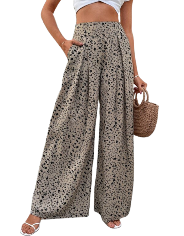 SHOPIQAT Ladies Floral Print Loose High Waist Drape Wide Leg Pants - Premium from shopiqat - Just $8.500! Shop now at shopiqat